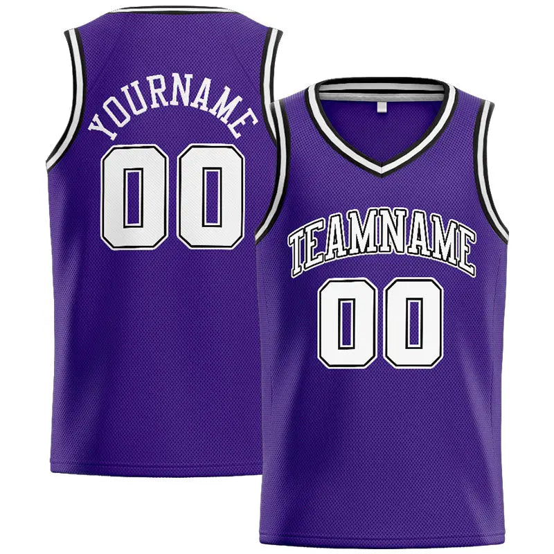 Custom Stitched Basketball Jersey for Men, Women And Kids Purple-White-Black enthsush