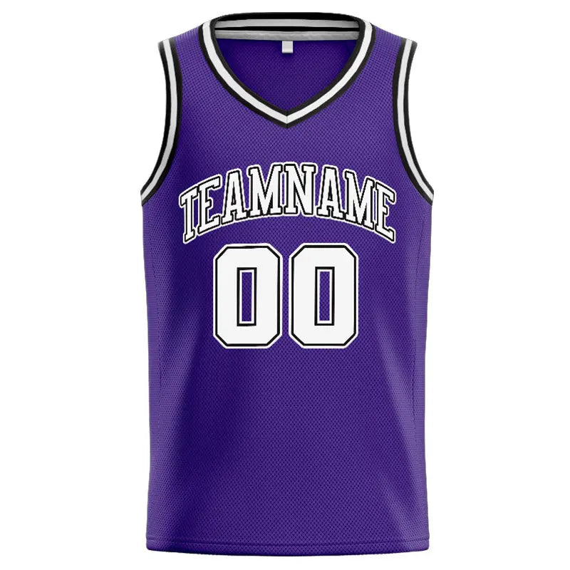 Custom Stitched Basketball Jersey for Men, Women And Kids Purple-White-Black enthsush