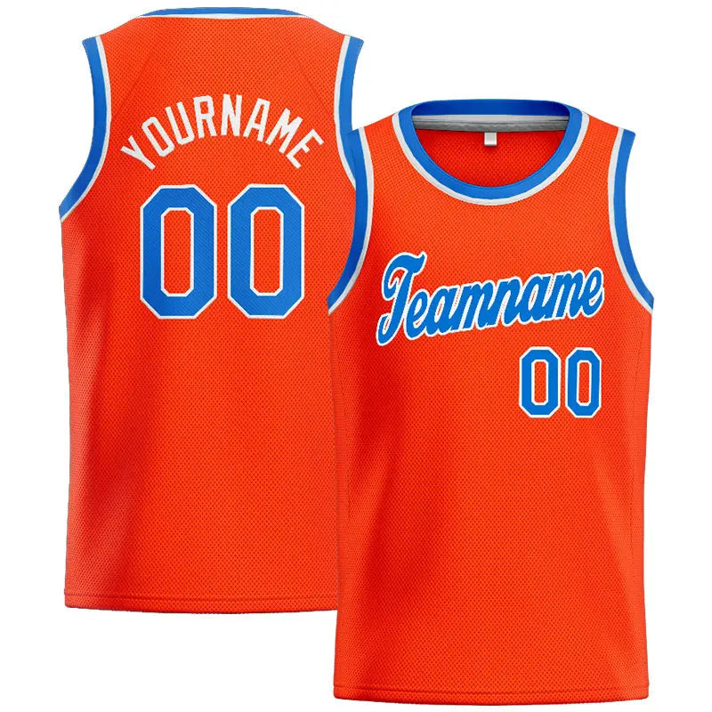 Custom Stitched Basketball Jersey for Men, Women And Kids Orange-Blue-White enthsush