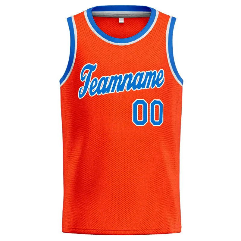 Custom Stitched Basketball Jersey for Men, Women And Kids Orange-Blue-White enthsush