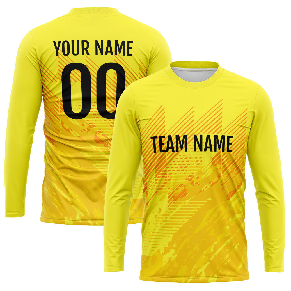 Custom Basketball Soccer Football Shooting Long T-Shirt for Adults and Kids Yellow enthsush