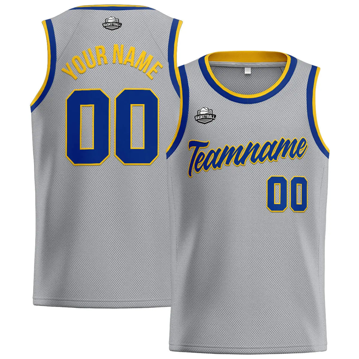 Custom Stitched Basketball Jersey for Men, Women  And Kids Gray-Royal-Yellow enthsush