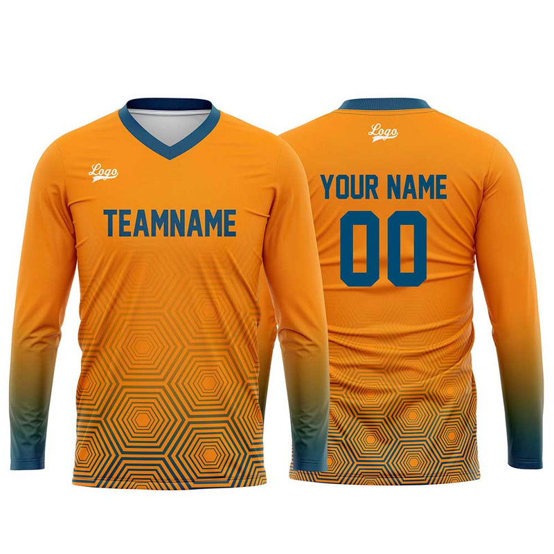 Custom Blue Orange Basketball Soccer Football Shooting Long T-Shirt for Adults and Kids