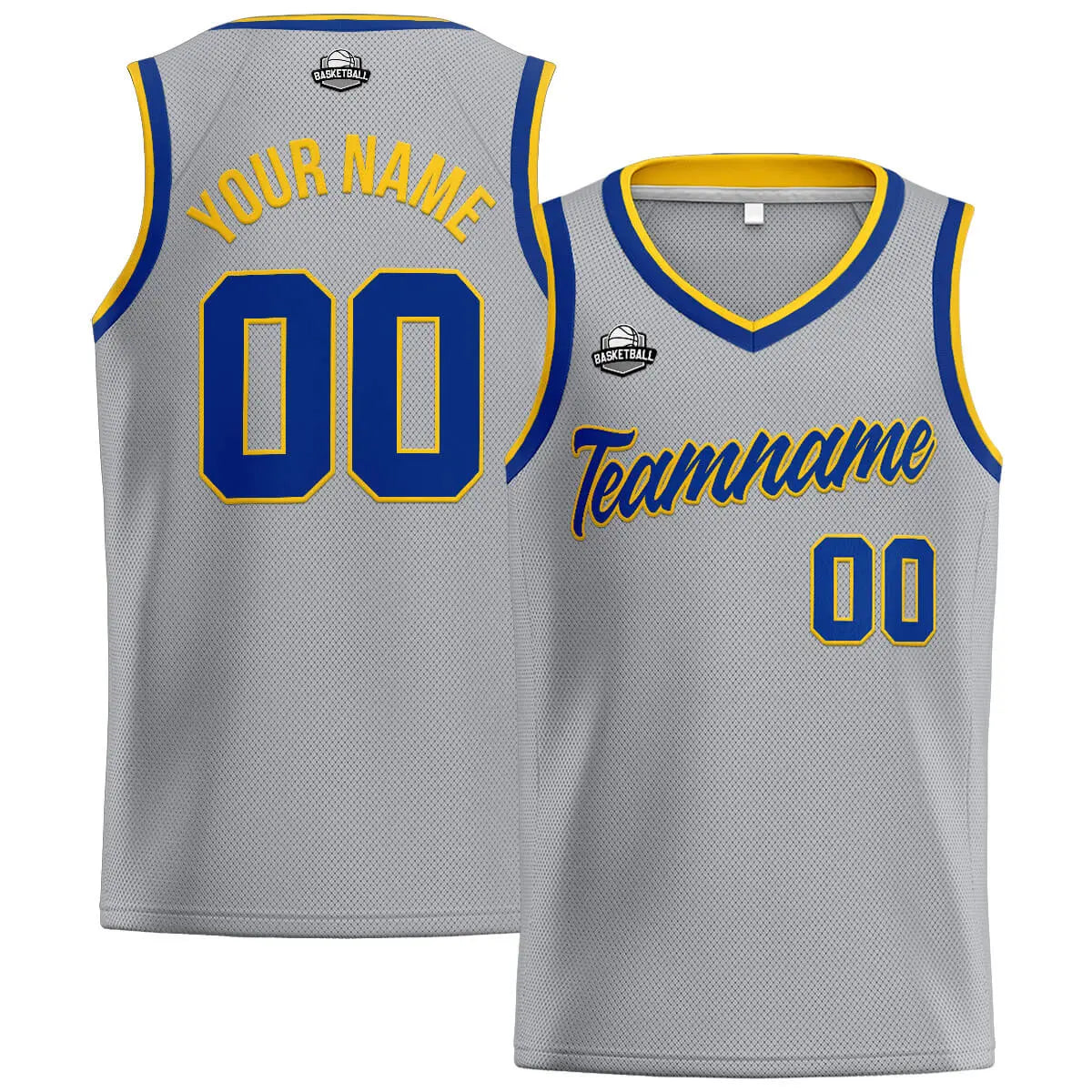 Custom Stitched Basketball Jersey for Men, Women  And Kids Gray-Royal-Yellow enthsush