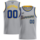 Custom Stitched Basketball Jersey for Men, Women  And Kids Gray-Royal-Yellow