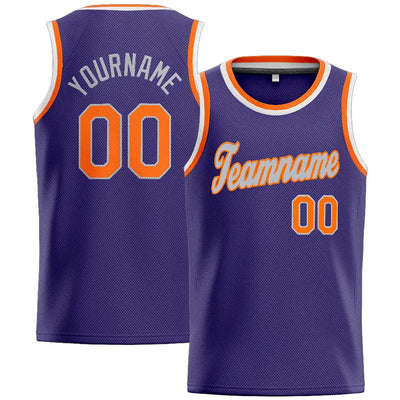 Custom Stitched Basketball Jersey for Men, Women And Kids Purple-Orange-White enthsush
