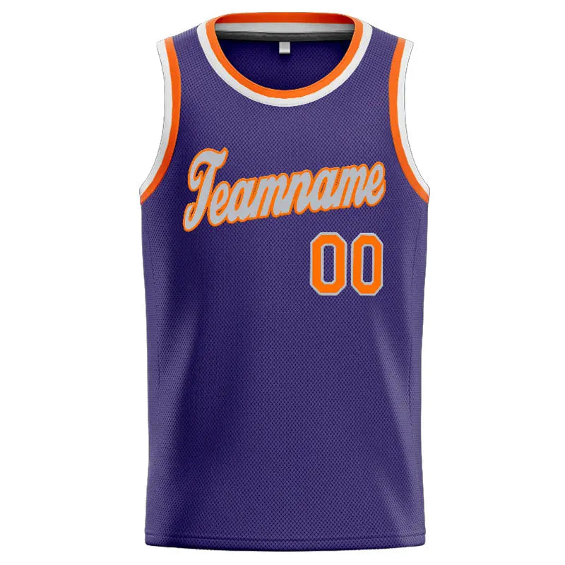 Custom Stitched Basketball Jersey for Men, Women And Kids Purple-Orange-White enthsush