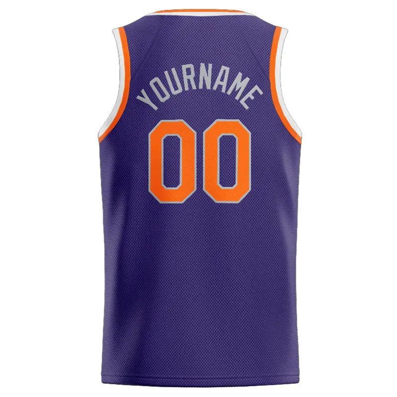 Custom Stitched Basketball Jersey for Men, Women And Kids Purple-Orange-White enthsush