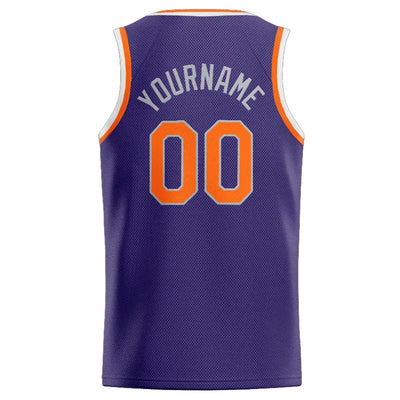Custom Stitched Basketball Jersey for Men, Women And Kids Purple-Orange-White enthsush