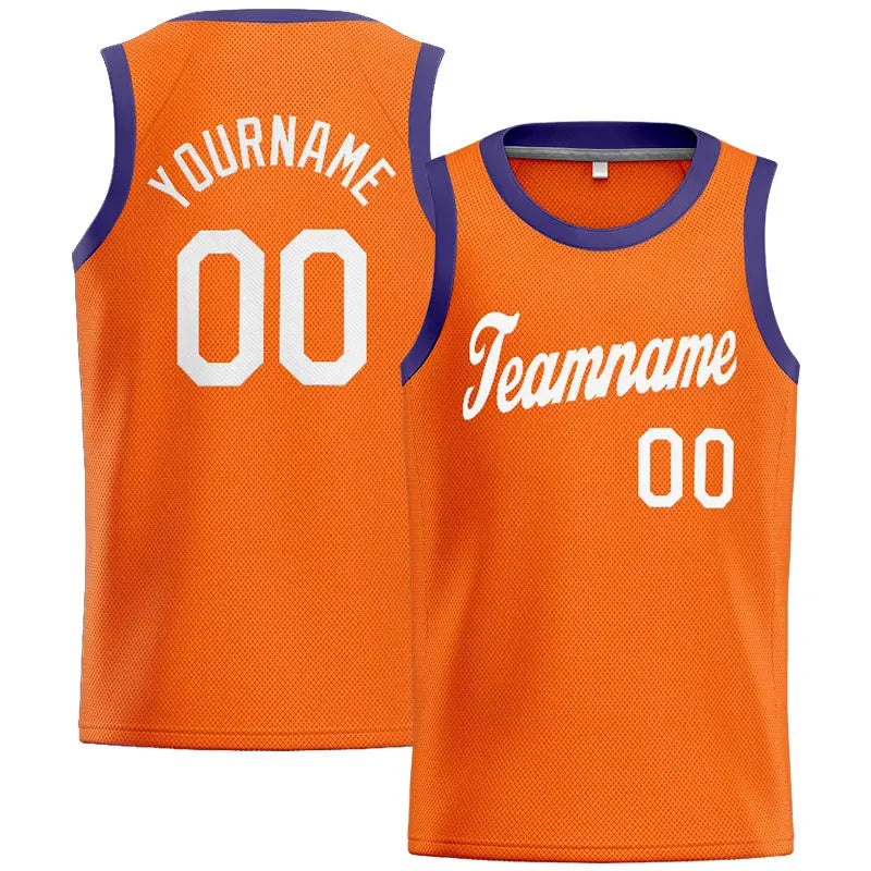 Custom Stitched Basketball Jersey for Men, Women And Kids Orange-White-Purple enthsush