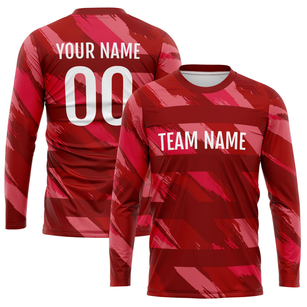 Custom Basketball Soccer Football Shooting Long T-Shirt for Adults and Kids Horizontal bar-Red enthsush
