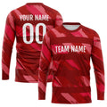 Custom Basketball Soccer Football Shooting Long T-Shirt for Adults and Kids Horizontal bar-Red enthsush