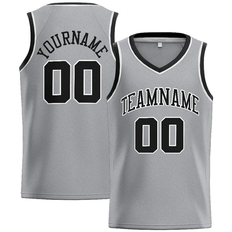 Custom Stitched Basketball Jersey for Men, Women And Kids Gray-Black-White enthsush