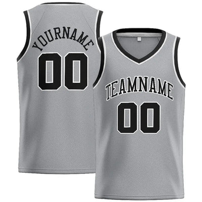 Custom Stitched Basketball Jersey for Men, Women And Kids Gray-Black-White enthsush