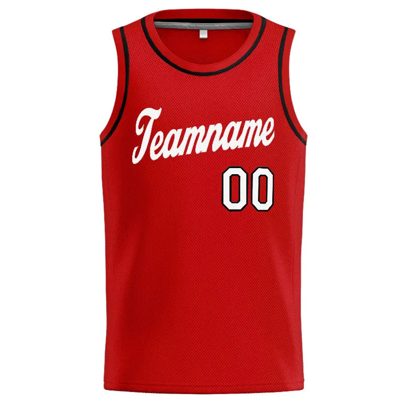 Custom Stitched Basketball Jersey for Men, Women And Kids Red-White-Black enthsush