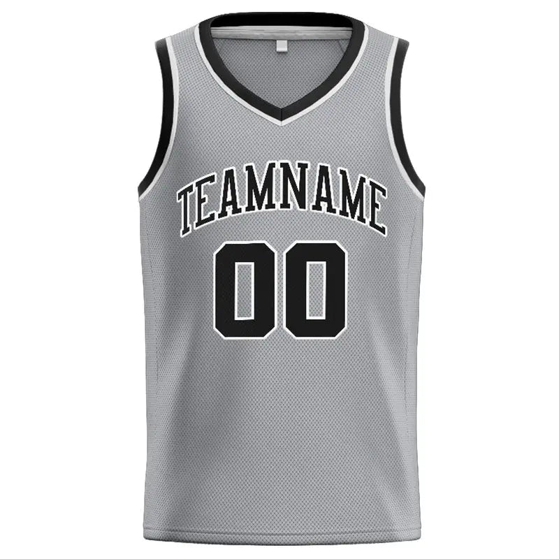 Custom Stitched Basketball Jersey for Men, Women And Kids Gray-Black-White enthsush