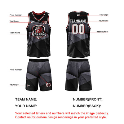 Custom Black Basketball Jersey Uniform Suit Printed Your Logo Name Number enthsush