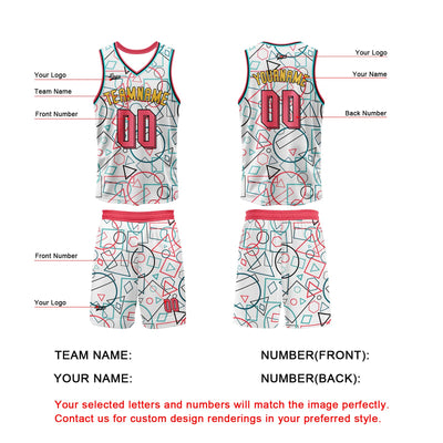 Custom White Pink Basketball Jersey Uniform Suit Printed Your Logo Name Number enthsush