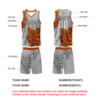 Custom Gray Orange Basketball Jersey Uniform Suit Printed Your Logo Name Number enthsush