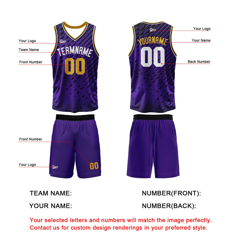 Custom Purple Basketball Jersey Uniform Suit Printed Your Logo Name Number enthsush