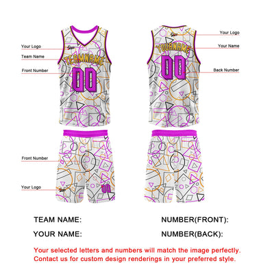Custom White Pink Basketball Jersey Uniform Suit Printed Your Logo Name Number enthsush