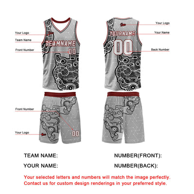 Custom Gray Black Basketball Jersey Uniform Suit Printed Your Logo Name Number enthsush