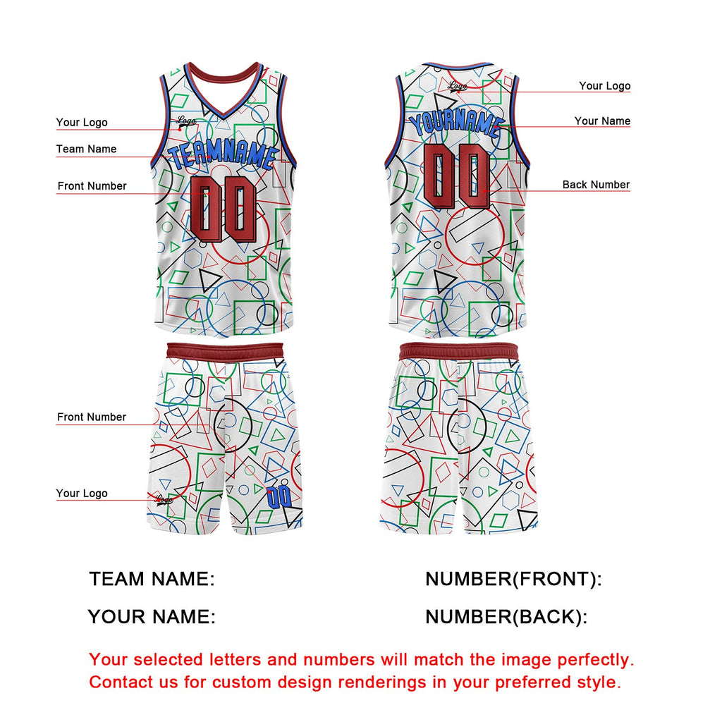 Custom White Red Basketball Jersey Uniform Suit Printed Your Logo Name Number enthsush