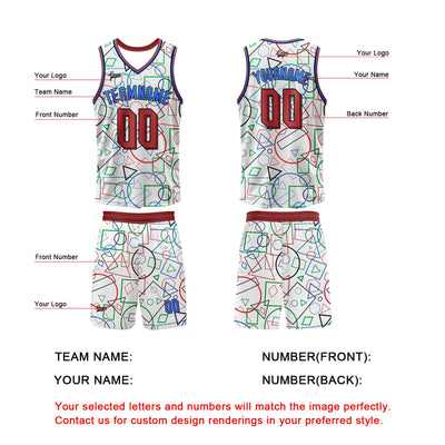 Custom White Red Basketball Jersey Uniform Suit Printed Your Logo Name Number enthsush