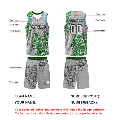 Custom Gray Green Basketball Jersey Uniform Suit Printed Your Logo Name Number enthsush