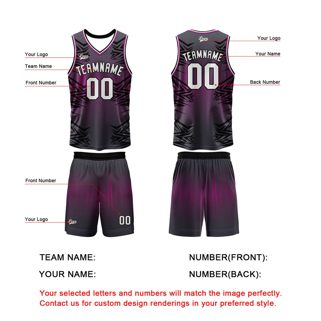 Custom Gray Black Basketball Jersey Uniform Suit Printed Your Logo Name Number enthsush