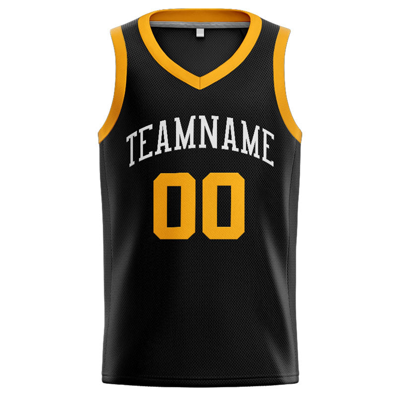 Custom Stitched Basketball Jersey for Men, Women And Kids Black-Yellow