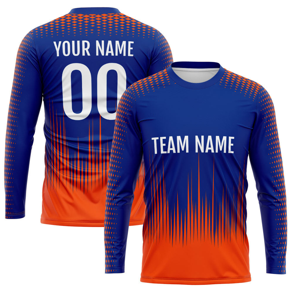 Custom Basketball Soccer Football Shooting Long T-Shirt for Adults and Kids Royal-Orange enthsush