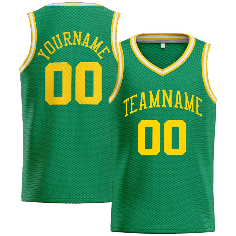Custom Stitched Basketball Jersey for Men, Women And Kids Kelly Green-Yellow