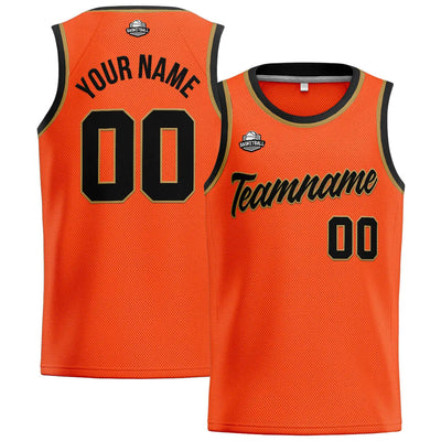 Custom Stitched Basketball Jersey for Men, Women  And Kids Orange-Black-Gold enthsush