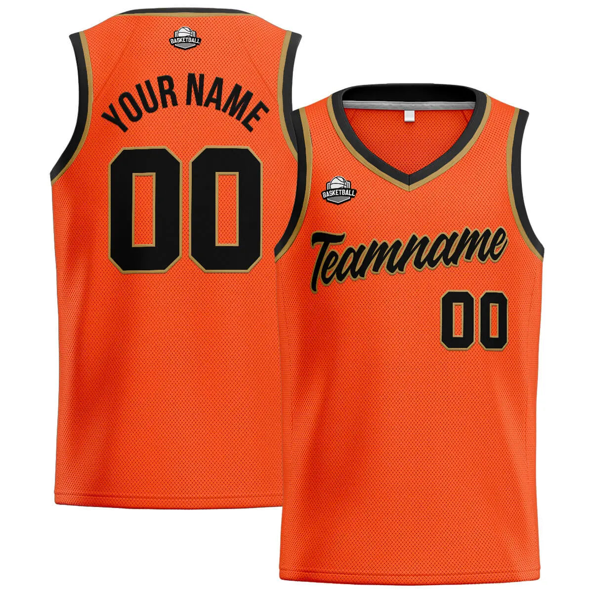 Custom Stitched Basketball Jersey for Men, Women  And Kids Orange-Black-Gold enthsush