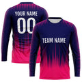 Custom Basketball Soccer Football Shooting Long T-Shirt for Adults and Kids Navy-Hot Pink enthsush