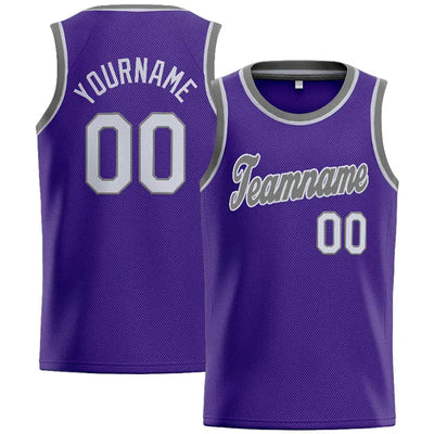 Custom Stitched Basketball Jersey for Men, Women And Kids Purple-Gray enthsush