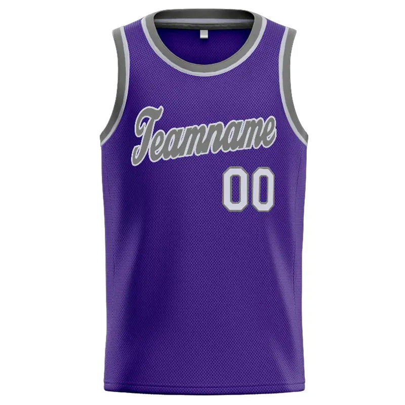 Custom Stitched Basketball Jersey for Men, Women And Kids Purple-Gray enthsush