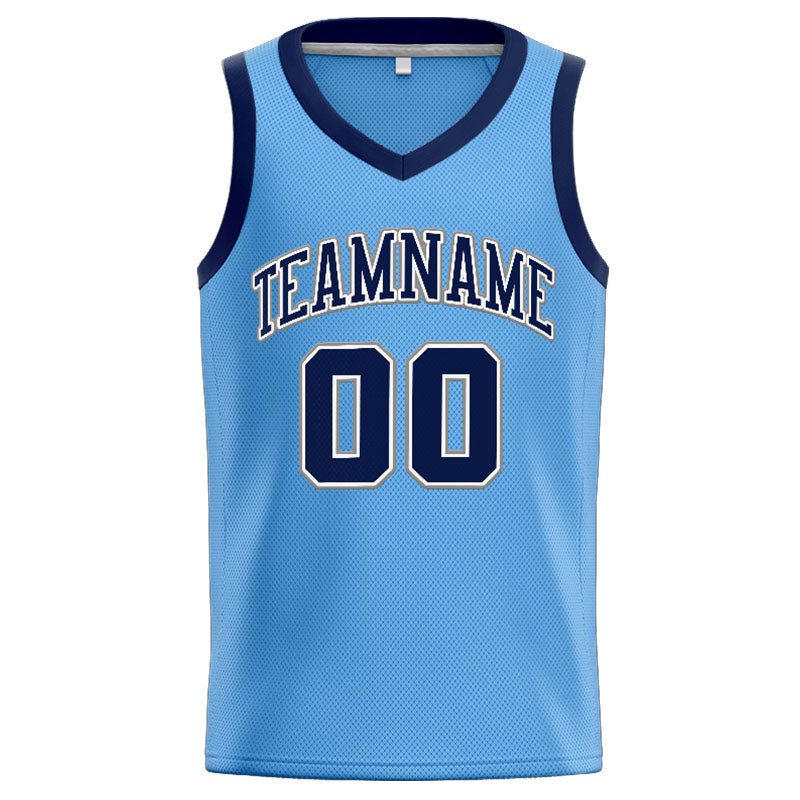 Custom Stitched Basketball Jersey for Men, Women And Kids Light Blue-Navy