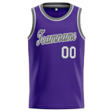 Custom Stitched Basketball Jersey for Men, Women And Kids Purple-Gray