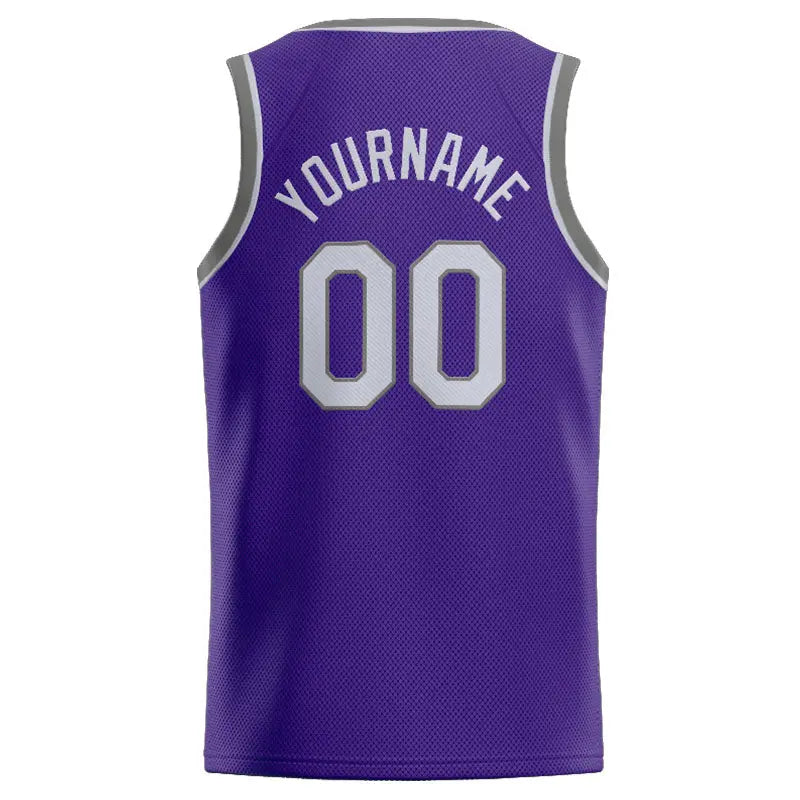 Custom Stitched Basketball Jersey for Men, Women And Kids Purple-Gray enthsush