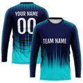 Custom Basketball Soccer Football Shooting Long T-Shirt for Adults and Kids Navy-Teal enthsush