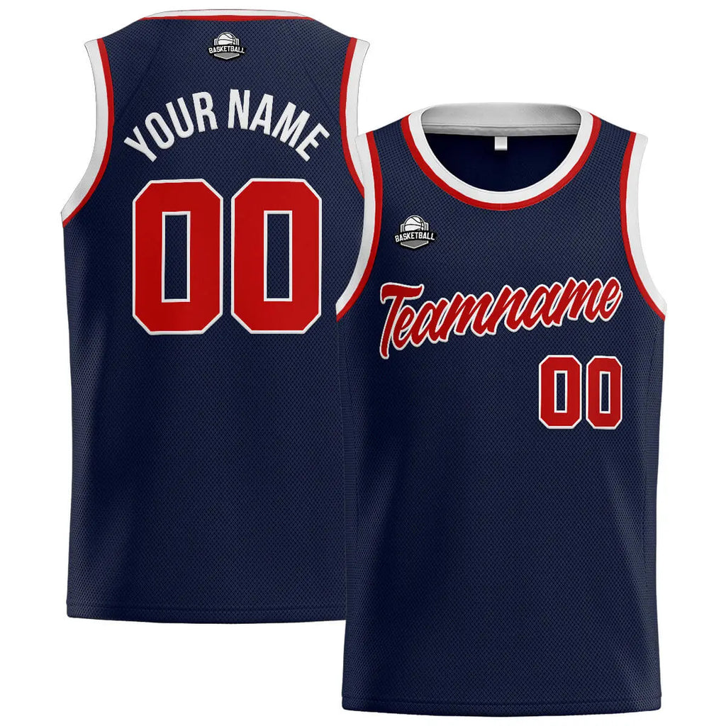 Custom Stitched Basketball Jersey for Men, Women  And Kids Navy-Red enthsush