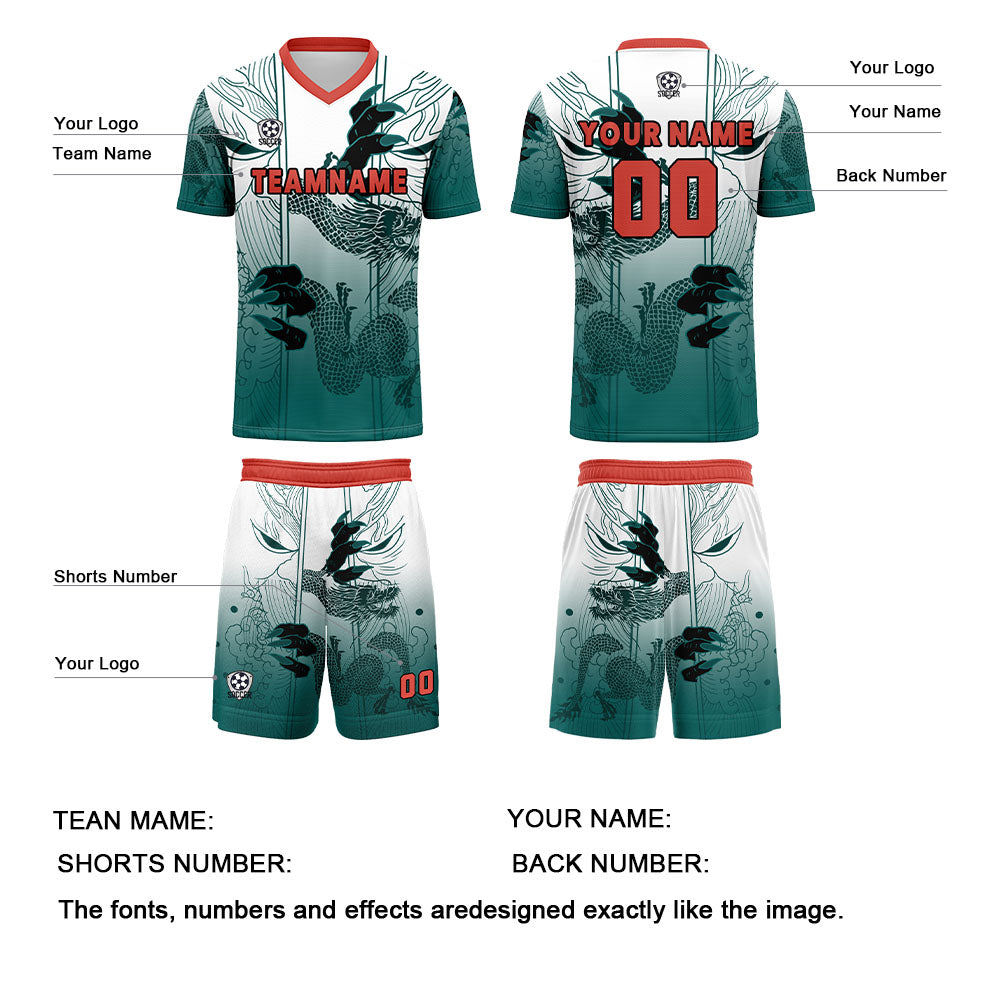 Custom White Light Green Jerseys for Men Women Personalized Soccer Uniforms for Adult and Kid enthsush