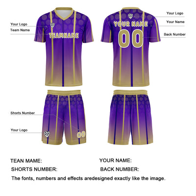 Custom Purple Yellow Jerseys for Men Women Personalized Soccer Uniforms for Adult and Kid enthsush