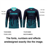 Custom Dark Blue Cyan Basketball Soccer Football Shooting Long T-Shirt for Adults and Kids