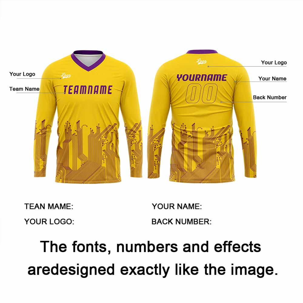 Custom Yellow Purple Basketball Soccer Football Shooting Long T-Shirt for Adults and Kids enthsush