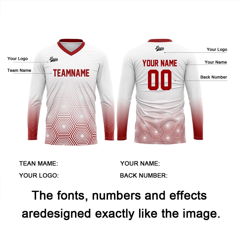 Custom Red White Basketball Soccer Football Shooting Long T-Shirt for Adults and Kids enthsush