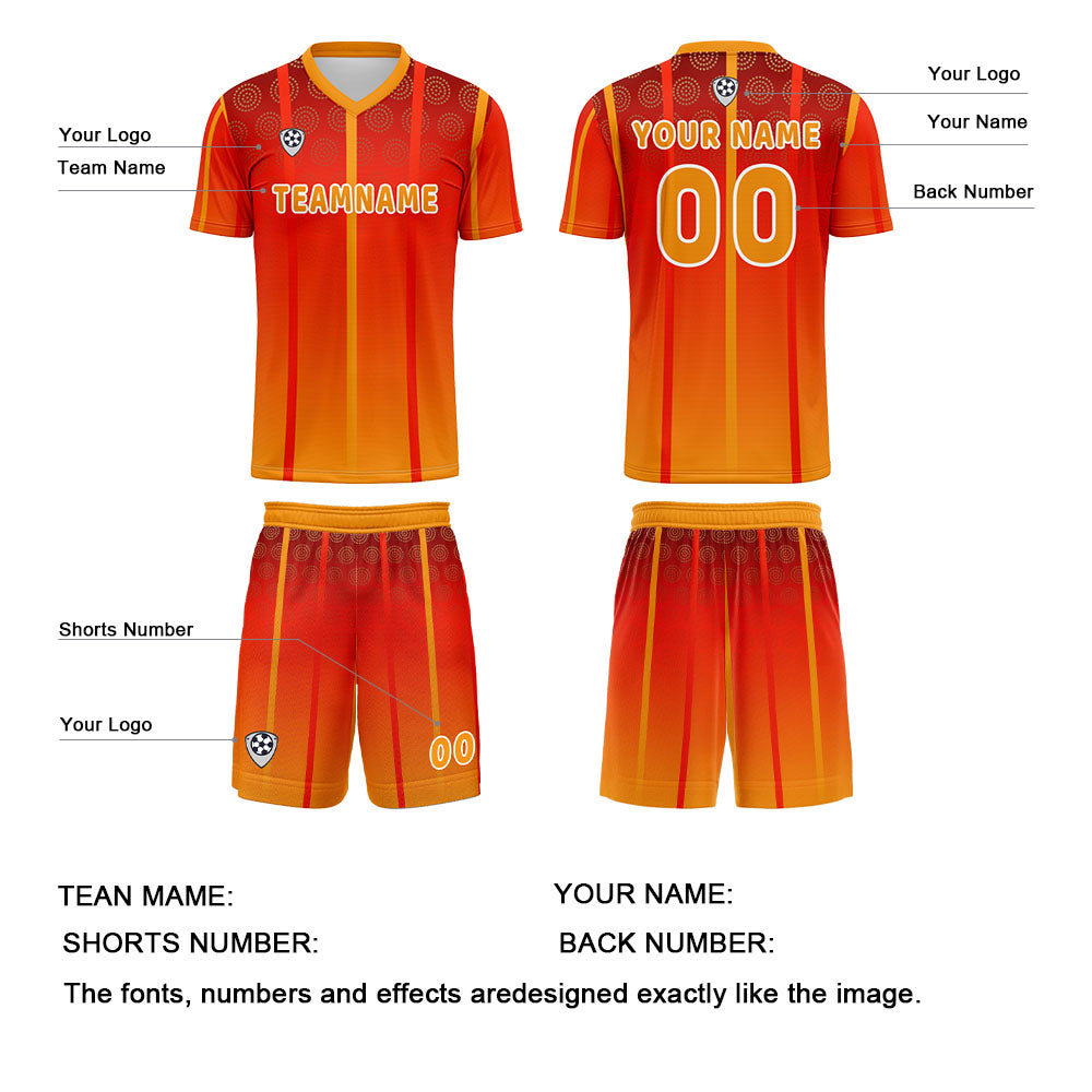 Custom Orange Yellow Jerseys for Men Women Personalized Soccer Uniforms for Adult and Kid enthsush