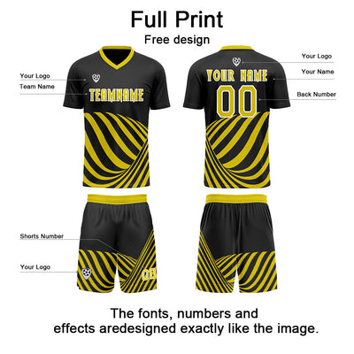 Custom Black Yellow Soccer Jerseys for Men Women Personalized Soccer Uniforms for Adult and Kid enthsush